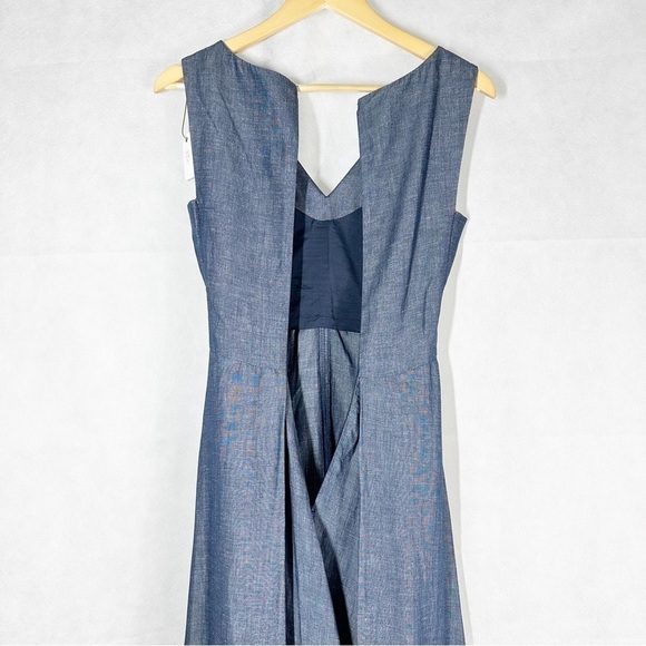 Eleventy V Neck Sleeveless Flax Linen Blend Pleated Maxi Dress Size US 0 EU 38 - Picture 5 of 13